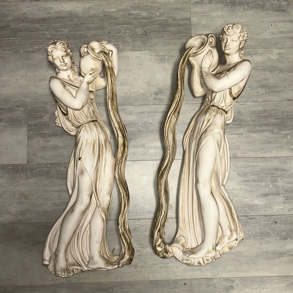 1958 UNIVERSAL STATUARY CORP. CHICAGO STATUE Pair OF ROMAN Women POURING‎ Water
